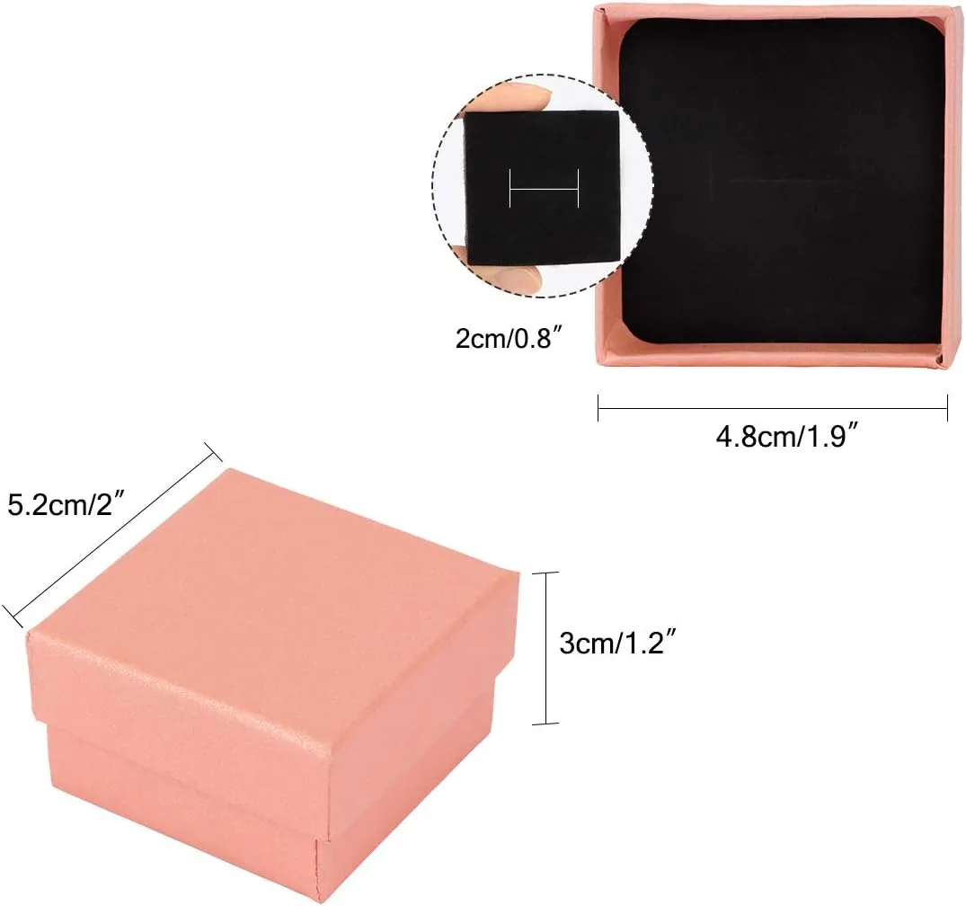 dedoot Pink Jewelry Gift Boxes Bulk, Cardboard Jewelry boxes Small Kraft Gift Boxes 30 Pieces 2x2x1.2 Inch Square with Velvet Cushion
