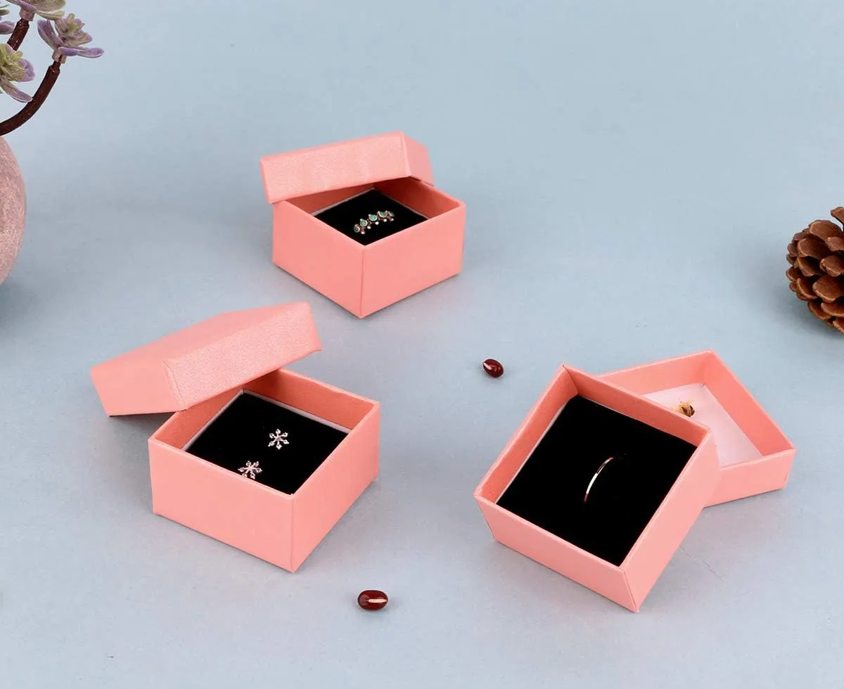 dedoot Pink Jewelry Gift Boxes Bulk, Cardboard Jewelry boxes Small Kraft Gift Boxes 30 Pieces 2x2x1.2 Inch Square with Velvet Cushion