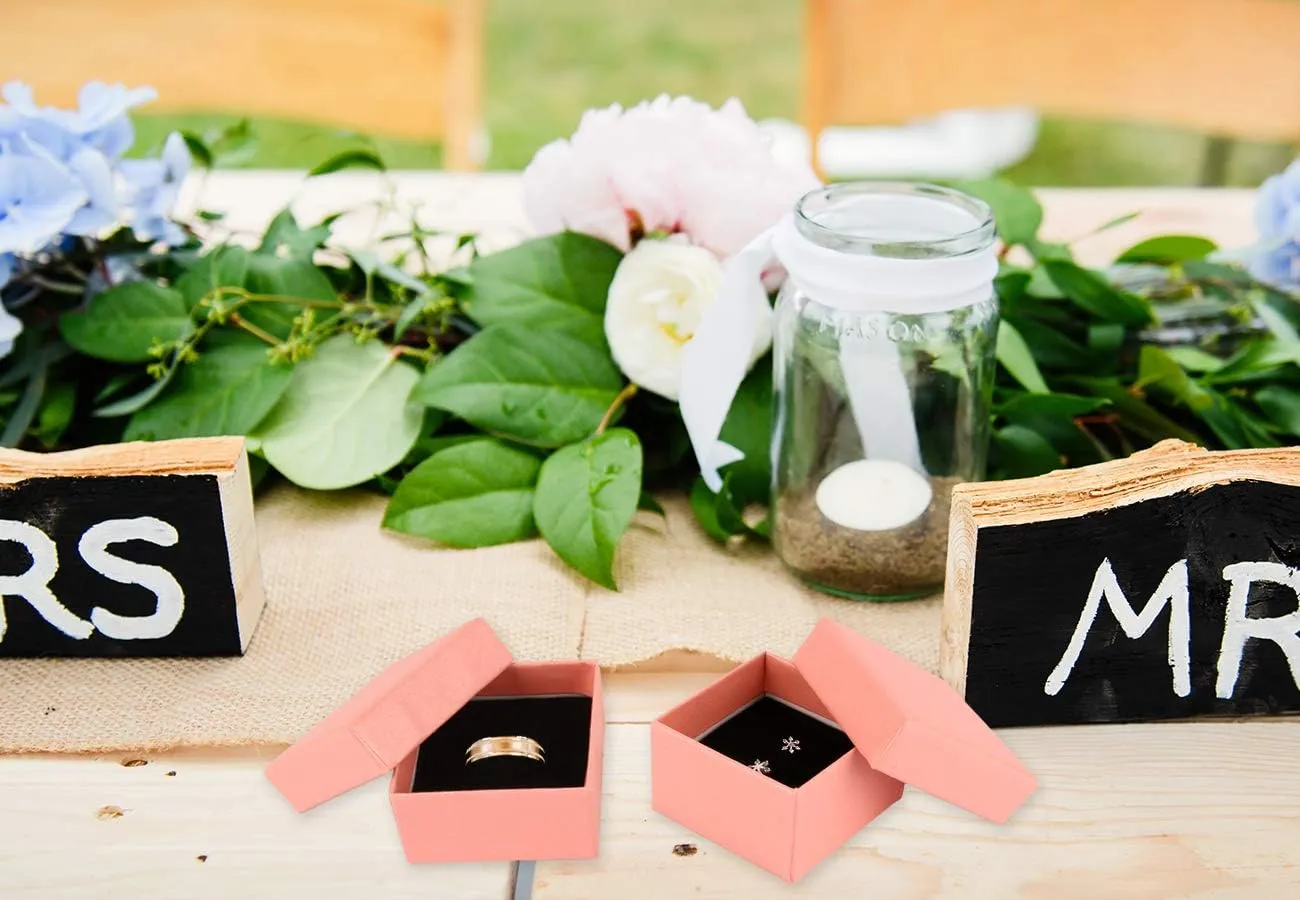 dedoot Pink Jewelry Gift Boxes Bulk, Cardboard Jewelry boxes Small Kraft Gift Boxes 30 Pieces 2x2x1.2 Inch Square with Velvet Cushion