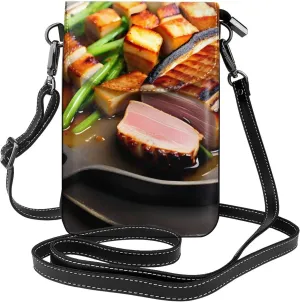 Delicious Grilled Meat Women'S Leather Mini Crossbody Bag With Detachable Shoulder Strap, Suitable For Walking And Shopping Trips