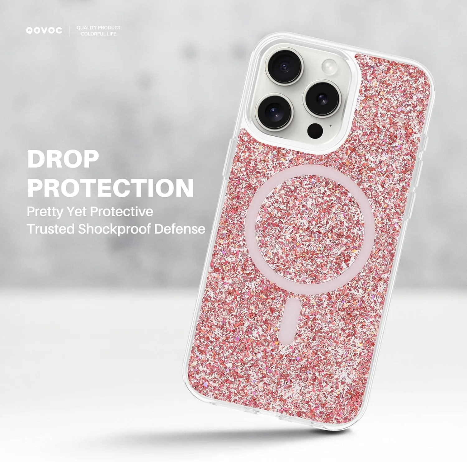 Designed for iPhone 15 Pro Case Glitter, Compatible with MagSafe, Clear Sparkly Bling Case for iPhone 15 Pro, Aquarius