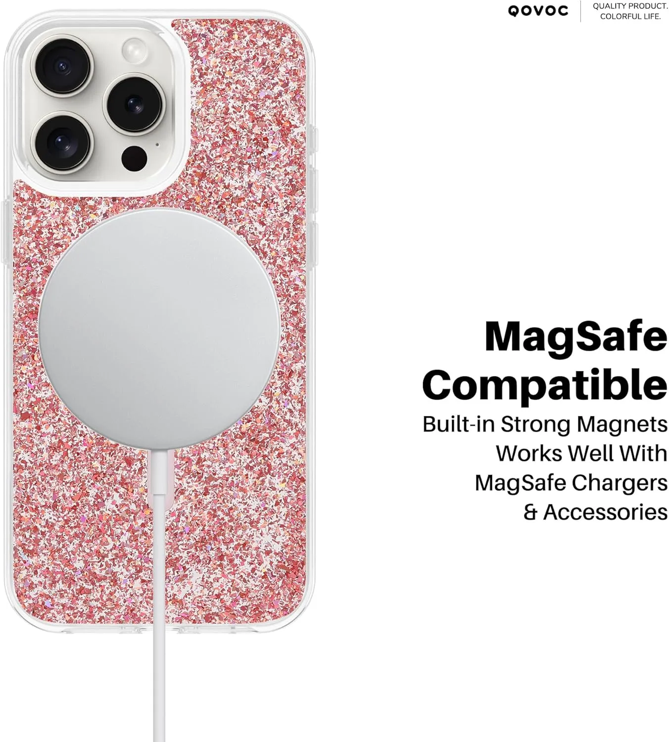 Designed for iPhone 15 Pro Case Glitter, Compatible with MagSafe, Clear Sparkly Bling Case for iPhone 15 Pro, Aquarius