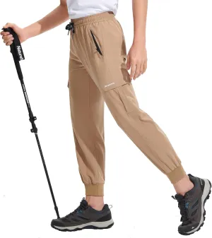 DEVOROPA Boys Joggers Lightweight Hiking Cargo Pants Water Resistant UPF 50  Quick Dry Youth Kids Athletic Running Pants