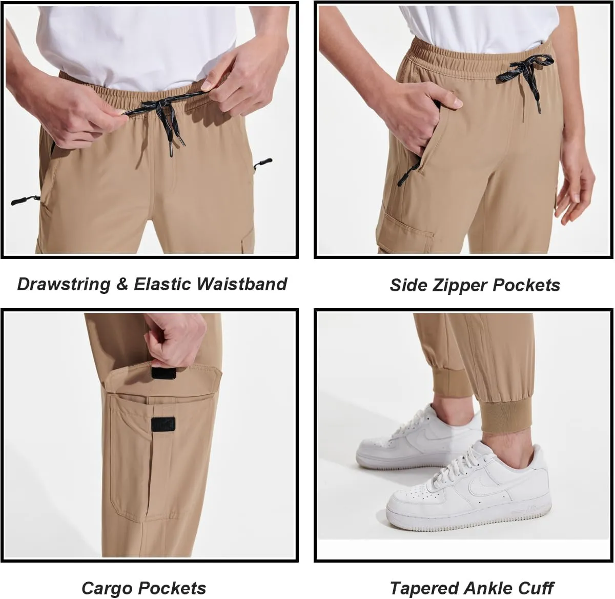 DEVOROPA Boys Joggers Lightweight Hiking Cargo Pants Water Resistant UPF 50  Quick Dry Youth Kids Athletic Running Pants