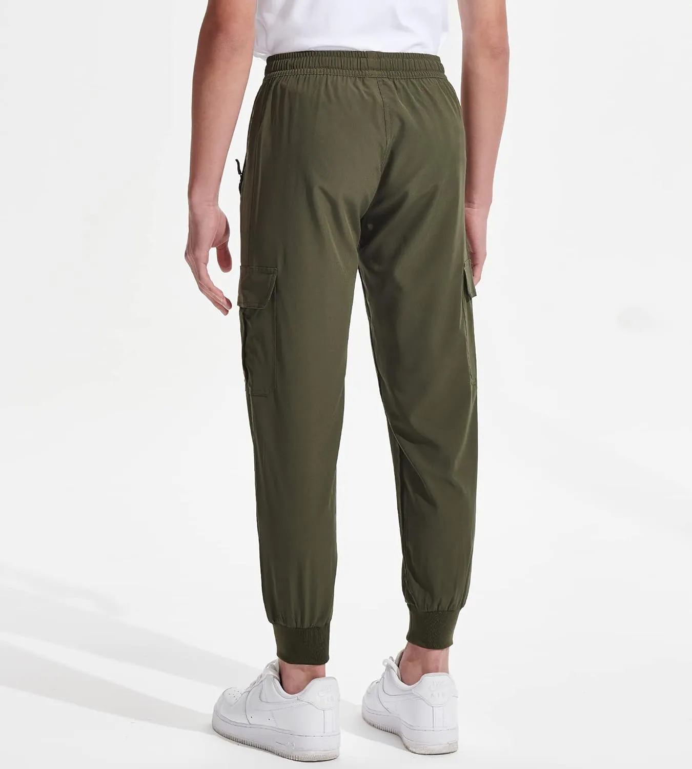 DEVOROPA Boys Joggers Lightweight Hiking Cargo Pants Water Resistant UPF 50  Quick Dry Youth Kids Athletic Running Pants