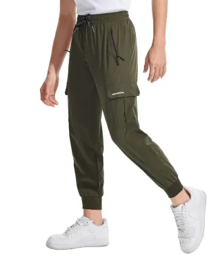 DEVOROPA Boys Joggers Lightweight Hiking Cargo Pants Water Resistant UPF 50  Quick Dry Youth Kids Athletic Running Pants