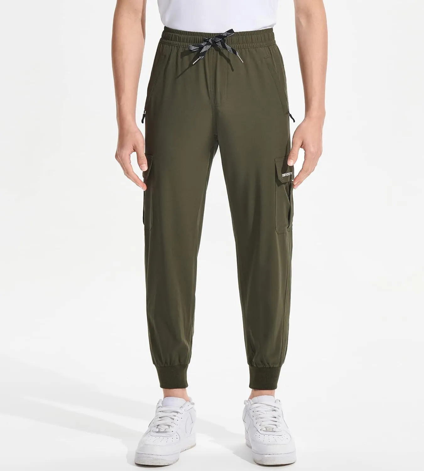 DEVOROPA Boys Joggers Lightweight Hiking Cargo Pants Water Resistant UPF 50  Quick Dry Youth Kids Athletic Running Pants