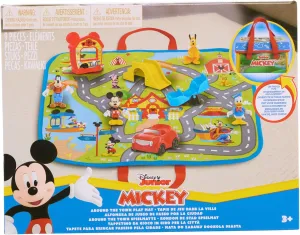 Disney Junior Mickey Mouse Around the Town Playmat, 9-piece Figures and Vehicle Playset, Officially Licensed Kids Toys for Ages 3 Up, Amazon Exclusive