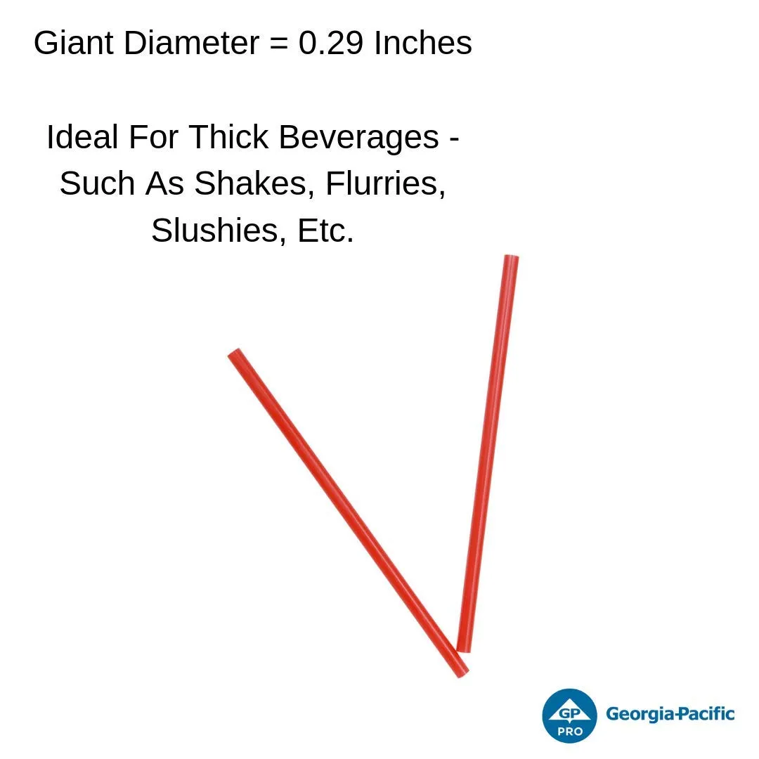 Dixie 7.75" Wrapped Polypropylene Plastic Giant Straw by GP PRO (Georgia-Pacific), Red, GW7, 7,200 Count (300 Straws Per Bag, 24 Bags Per Case)