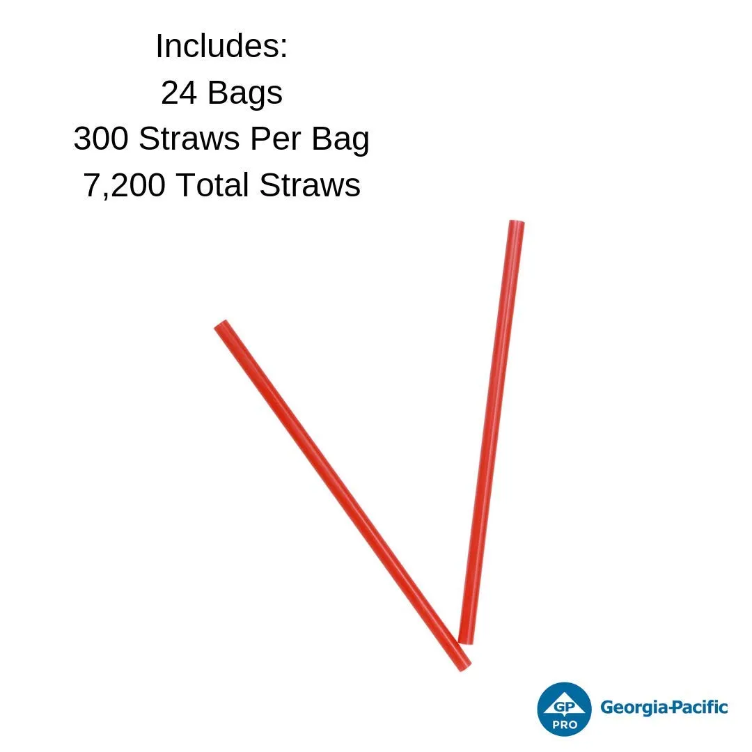 Dixie 7.75" Wrapped Polypropylene Plastic Giant Straw by GP PRO (Georgia-Pacific), Red, GW7, 7,200 Count (300 Straws Per Bag, 24 Bags Per Case)