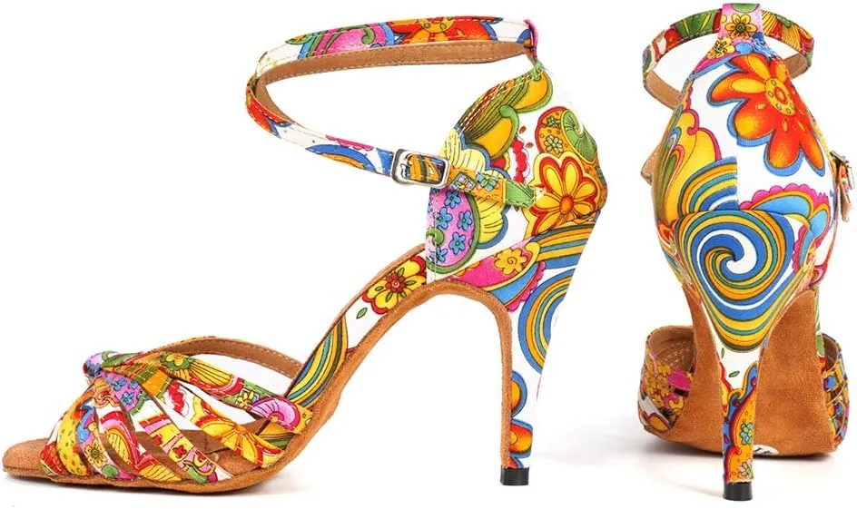 DKZSYIM Women's Professional Latin Dance Shoes Ballroom Wedding Performance Shoes,Model L354