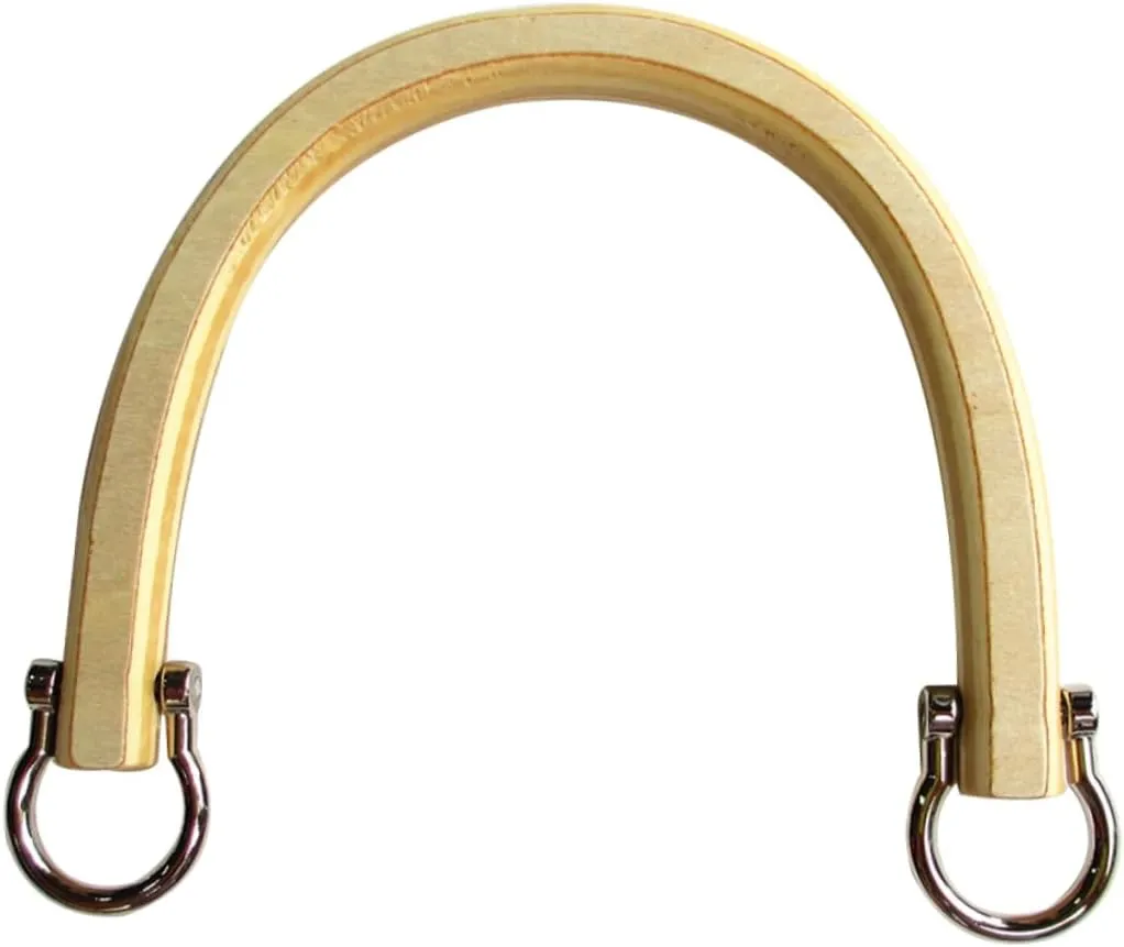 DOITOOL DIY Supplies 2pcs Solid Wood Handle 12mm Metal Clasp Handmade Bag Handles Natural Wood Handcraft Supplies