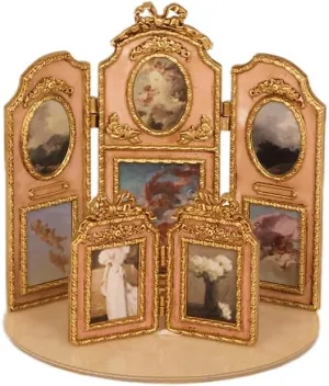 Dollhouse 1 6 Scale Vintage Folding Screen Photo Frame Dollhouse Ornaments Dollhouse Decorations (Green)