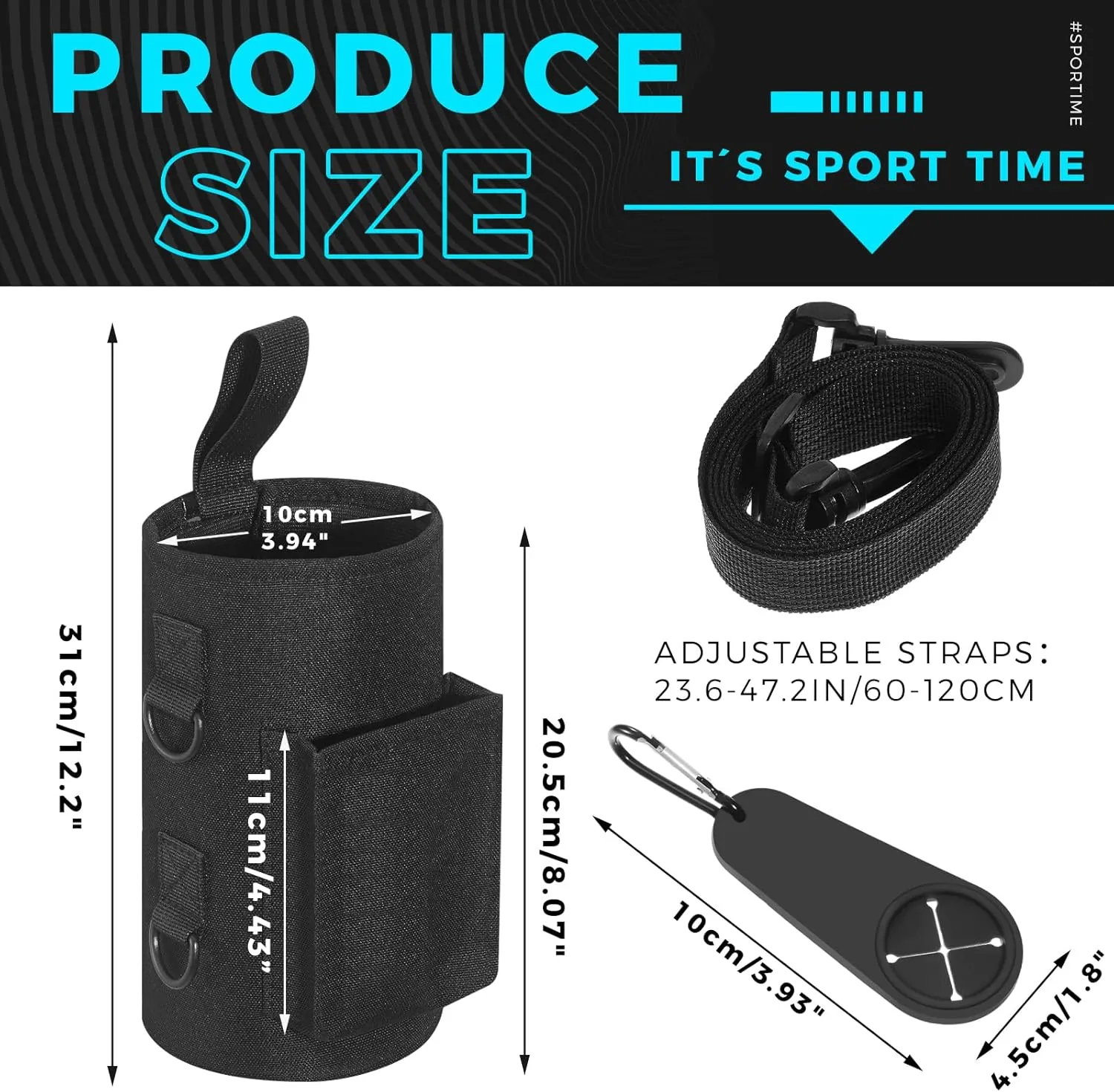 Domensi Magnetic Water Bottle Holder Gym Water Bottle Carrier Bag Pouch Sleeve with Phone Pocket Silicone Towel Buckle and Sling for Men Women Gym Accessories Organizer