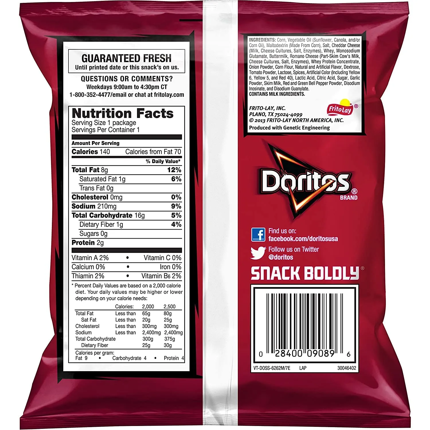Doritos Flavored Tortilla Chips, Nacho Cheese, 1 Ounce (Pack of 104)