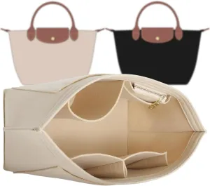 Doxo Longchamp Medium Organizer Insert,Bag Organizer Suitable for Le pliage Medium,Keeps Tote Handbags Shaped & Neat (Beige,M)
