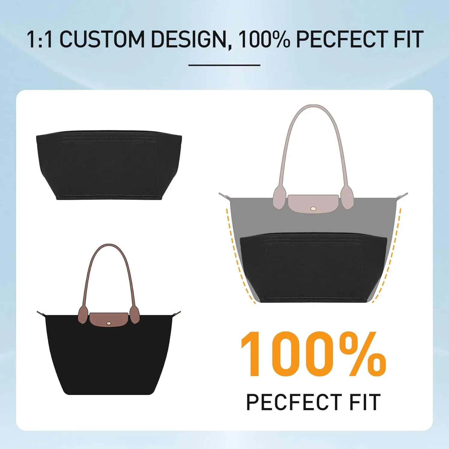 Doxo Longchamp Medium Organizer Insert,Medium BagOrganizer Suitable for Le pliage,Keeps Tote Handbags Shaped& Neat (Blue Nuit,M)