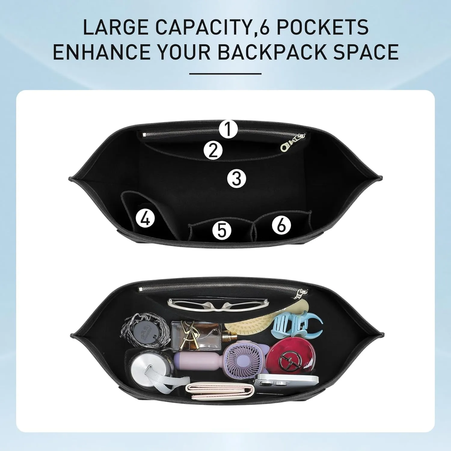 Doxo Longchamp Medium Organizer Insert,Medium BagOrganizer Suitable for Le pliage,Keeps Tote Handbags Shaped& Neat (Blue Nuit,M)