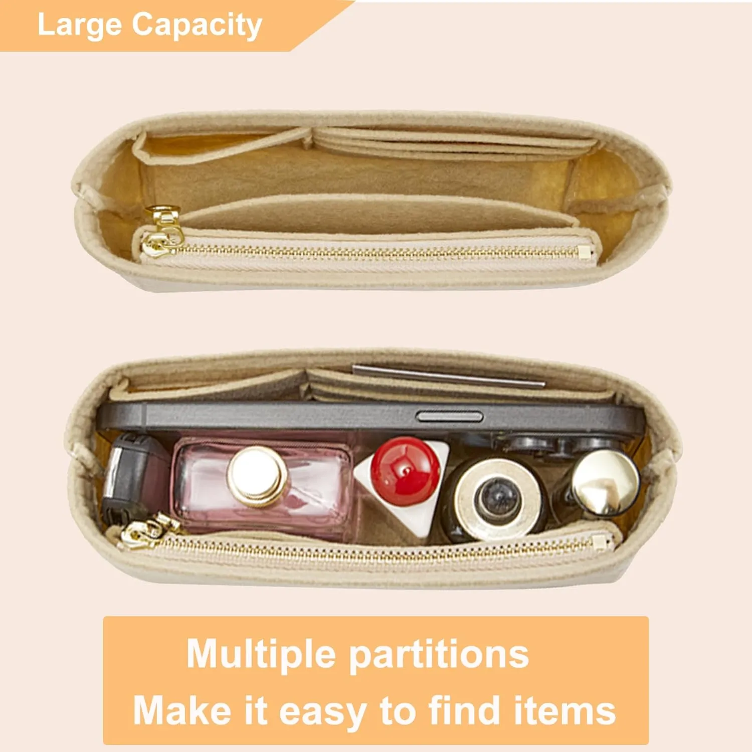 Doxo Purse Organizer Insert for Longchamp Mini/XS Handbags/Neverfull BB,Keeps Le pliage Mini Bags Neat And Shaped (XS/BB,Beige)