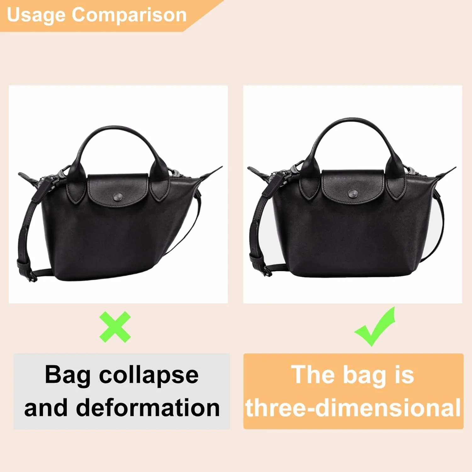 Doxo Purse Organizer Insert for Longchamp Mini/XS Handbags/Neverfull BB,Keeps Le pliage Mini Bags Neat And Shaped (XS/BB,Beige)