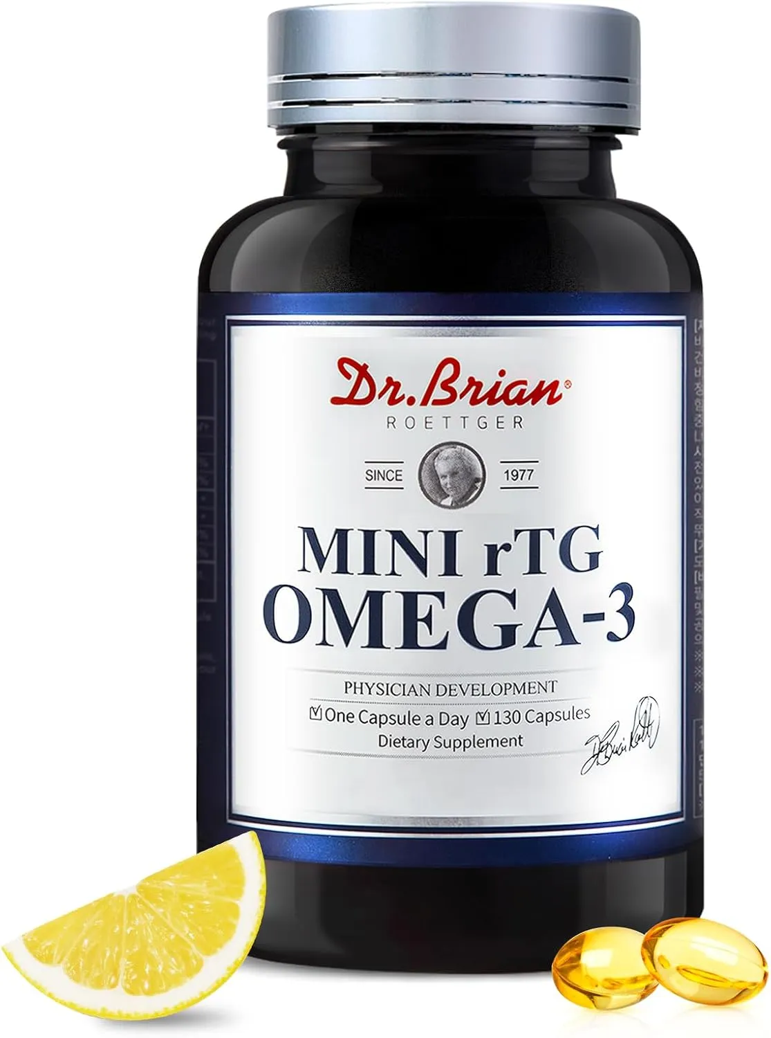 Dr.Brian Omega 3 Fish Oil 580mg per Pill, 3X Absorption rTG EPA DHA Omega 3 Supplement, Easy Swallow Mini Fish Oil Softgels for Heart, Brain, Eyes, Immune Healthy - Lemon Flavored, 130 Count