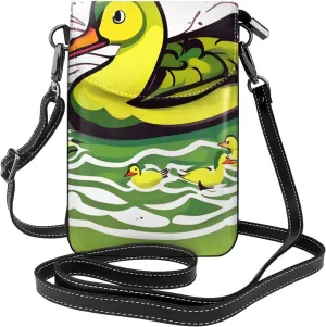 Duck Flock Game Women'S Leather Mini Crossbody Bag With Detachable Shoulder Strap, Suitable For Walking And Shopping Trips
