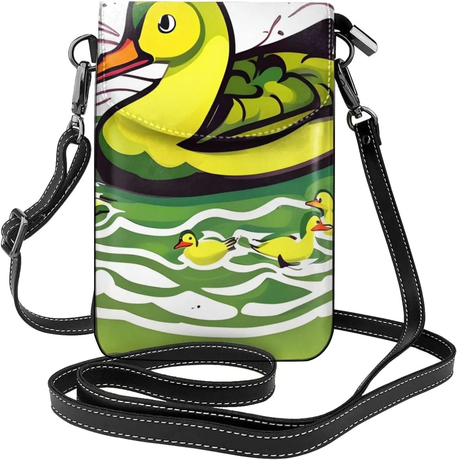 Duck Flock Game Women'S Leather Mini Crossbody Bag With Detachable Shoulder Strap, Suitable For Walking And Shopping Trips