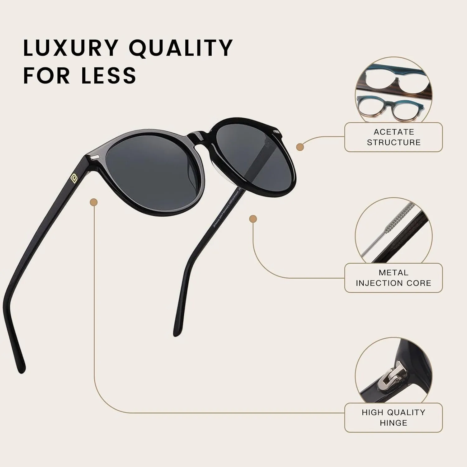 DUCO Polarized Sunglasses for Women Retro Round Women's Sunglasses Classic Vintage UV400 Shades DC1230