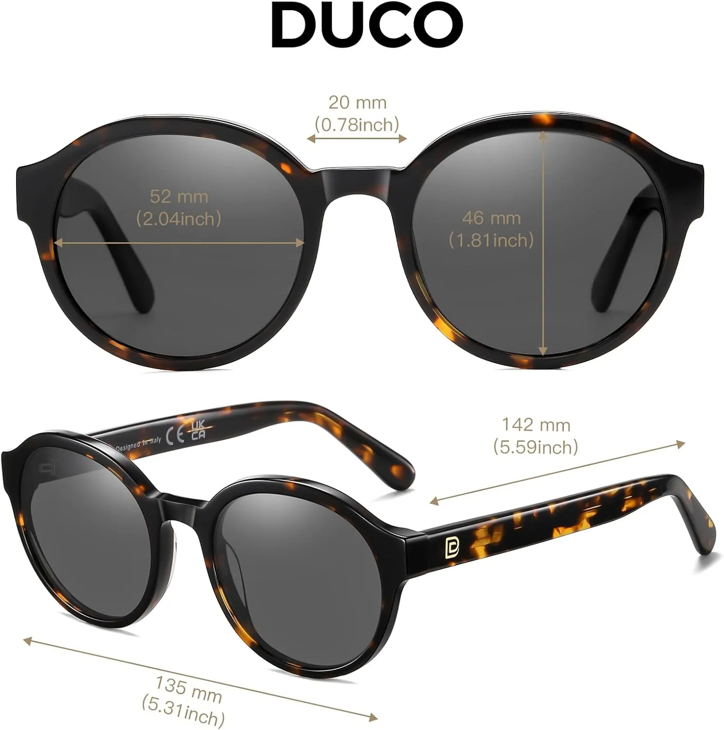 DUCO Polarized Sunglasses for Women Retro Round Women's Sunglasses Classic Vintage UV400 Shades DC1230