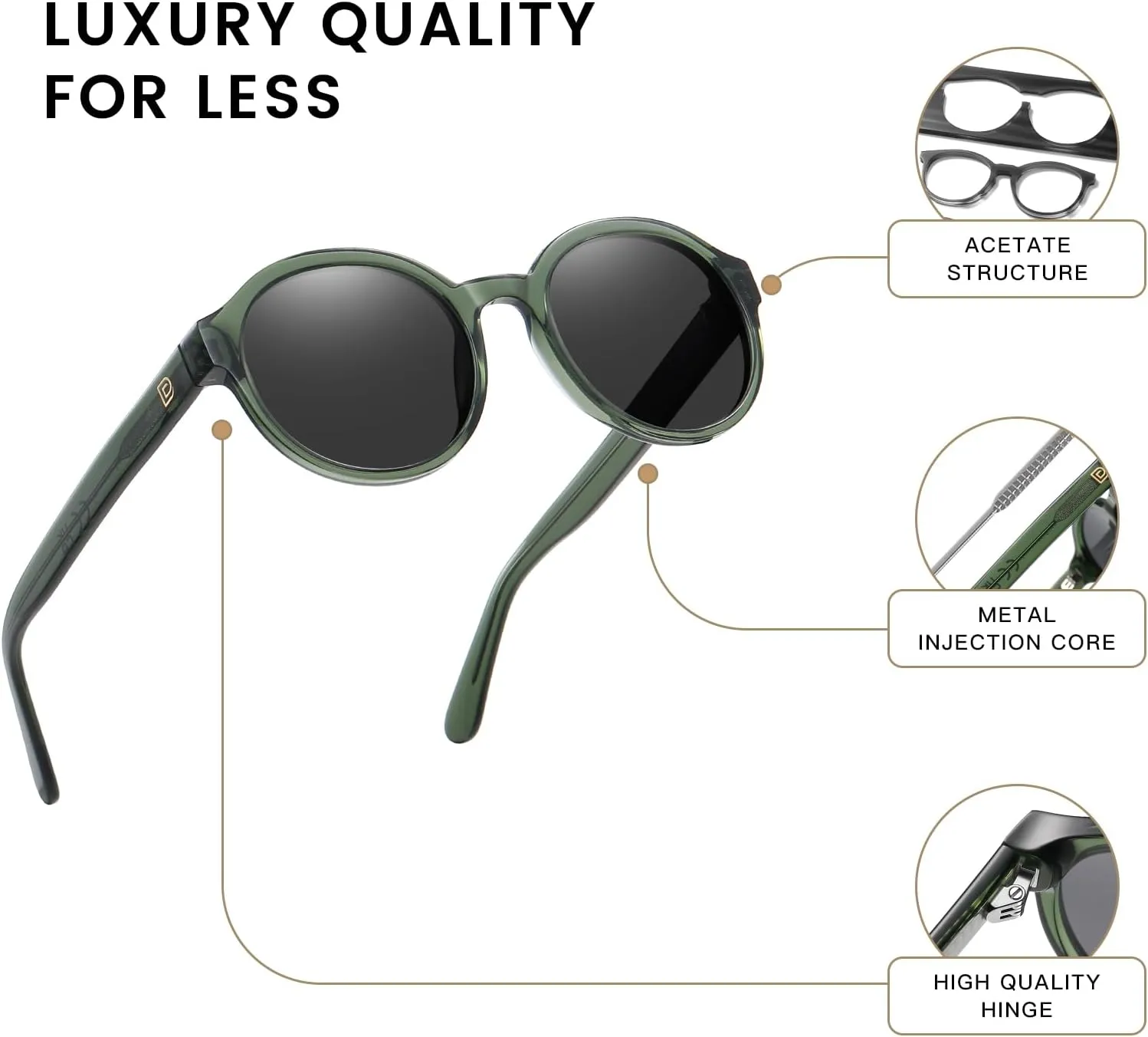 DUCO Polarized Sunglasses for Women Retro Round Women's Sunglasses Classic Vintage UV400 Shades DC1230