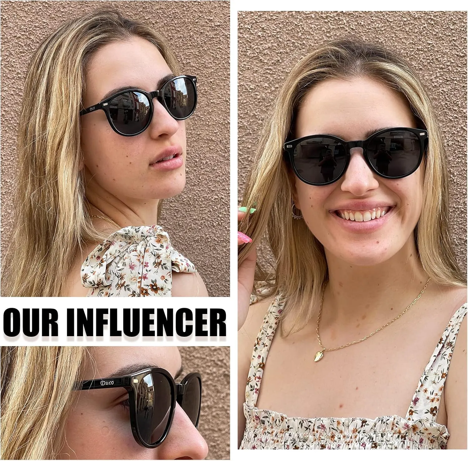 DUCO Polarized Sunglasses for Women Retro Round Women's Sunglasses Classic Vintage UV400 Shades DC1230