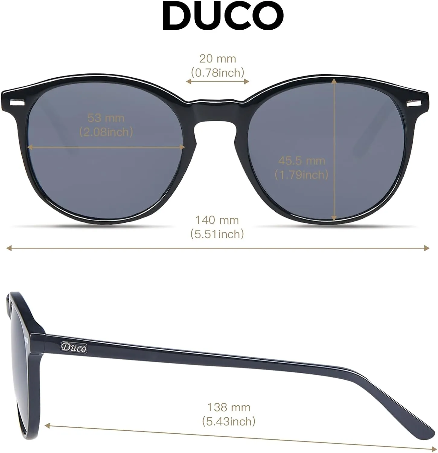 DUCO Polarized Sunglasses for Women Retro Round Women's Sunglasses Classic Vintage UV400 Shades DC1230