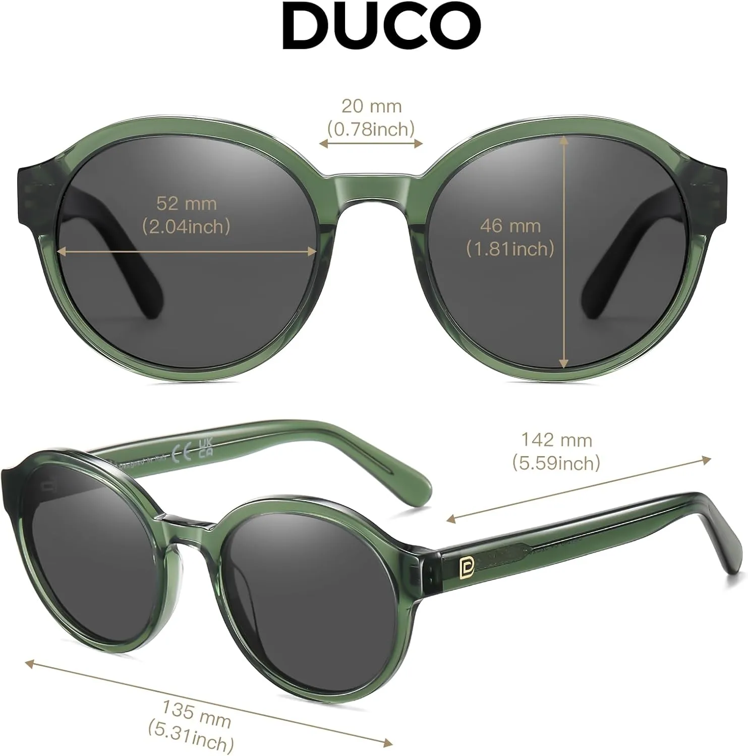 DUCO Polarized Sunglasses for Women Retro Round Women's Sunglasses Classic Vintage UV400 Shades DC1230