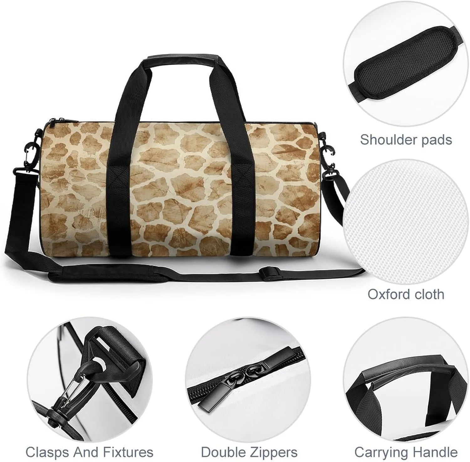 Duffel Bag for Men Women Gym Bag Animal Spot Pattern Travel Duffel Bag Waterproof Overnight Bag for Sports Workout