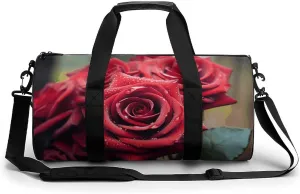 Duffel Bag for Men Women Gym Bag Beautiful Red Rose Travel Duffel Bag Waterproof Overnight Bag for Sports Workout