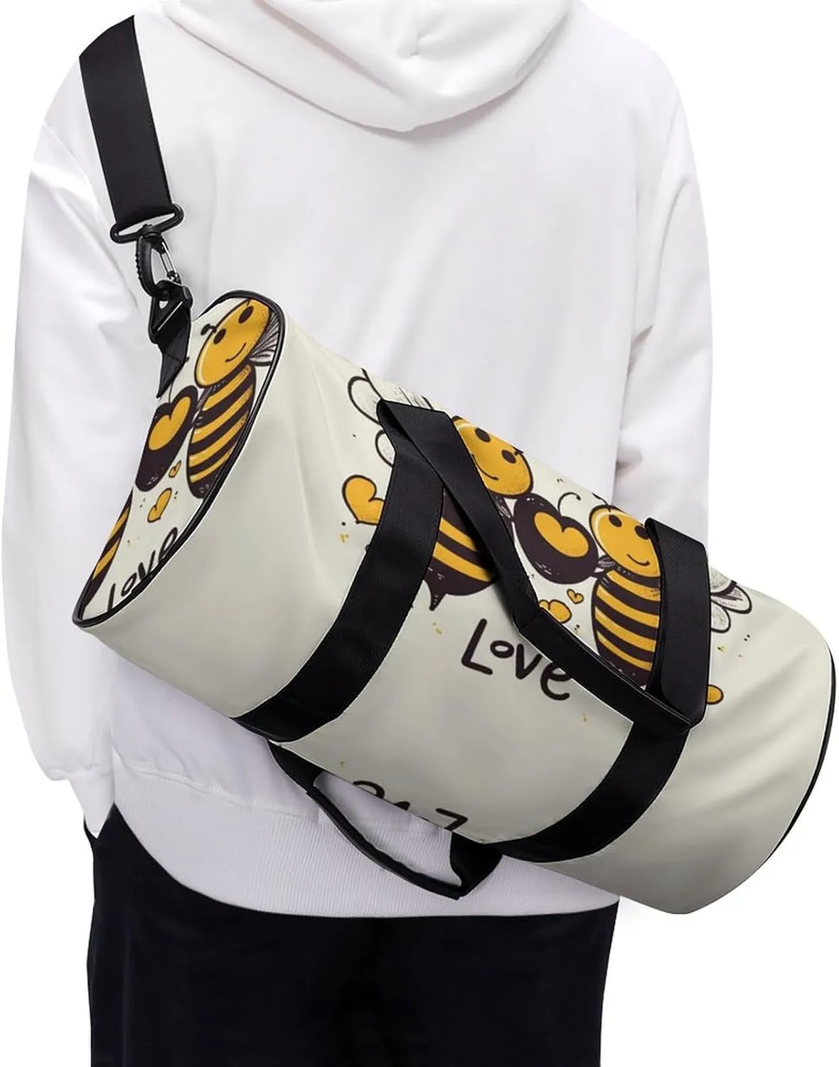 Duffel Bag for Men Women Gym Bag Bee Love Honeys Travel Duffel Bag Waterproof Overnight Bag for Sports Workout