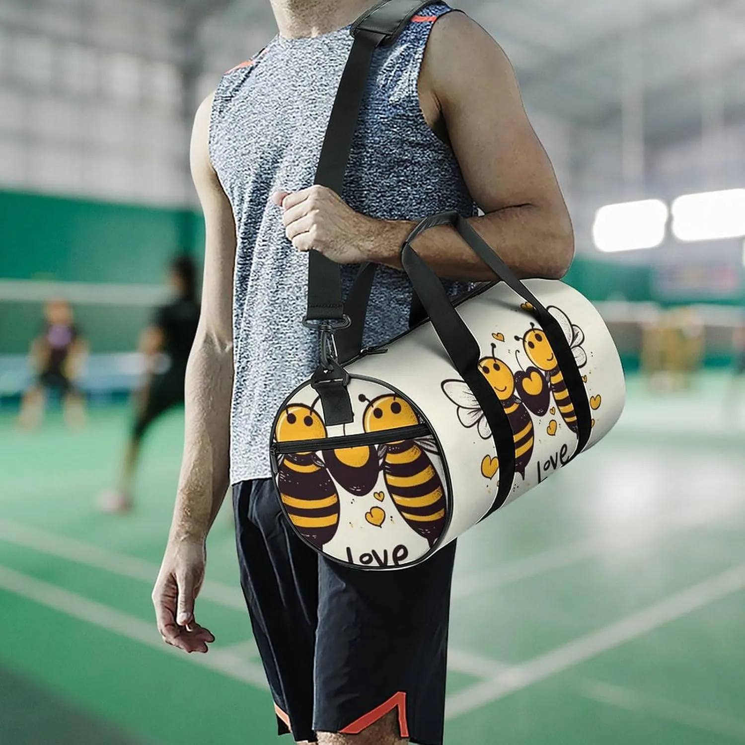 Duffel Bag for Men Women Gym Bag Bee Love Honeys Travel Duffel Bag Waterproof Overnight Bag for Sports Workout