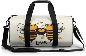 Duffel Bag for Men Women Gym Bag Bee Love Honeys Travel Duffel Bag Waterproof Overnight Bag for Sports Workout