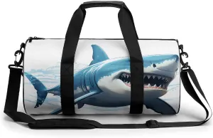 Duffel Bag for Men Women Gym Bag Blue Shark Travel Duffel Bag Waterproof Overnight Bag for Sports Workout