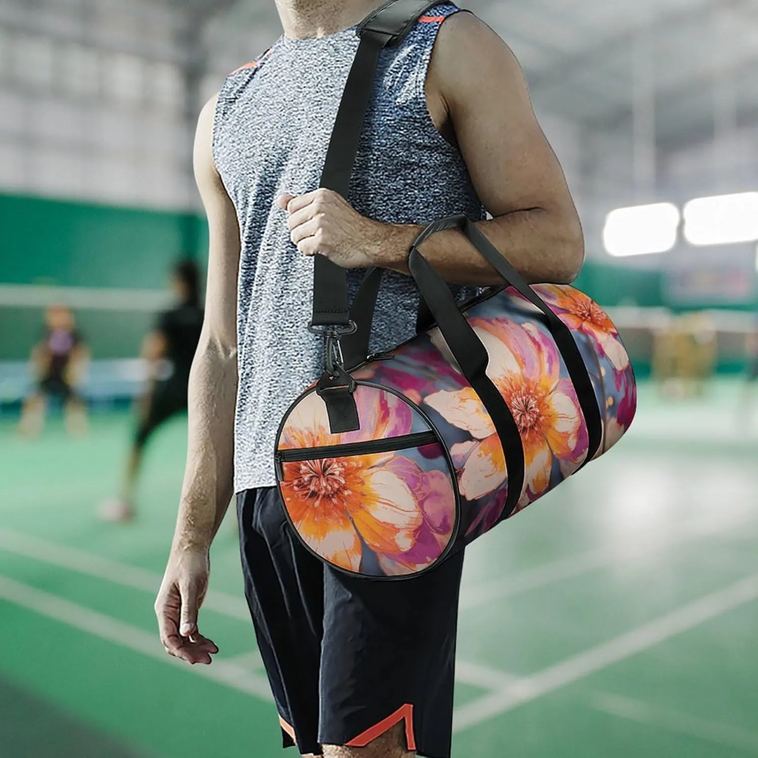 Duffel Bag for Men Women Gym Bag Bright Flowers Travel Duffel Bag Waterproof Overnight Bag for Sports Workout