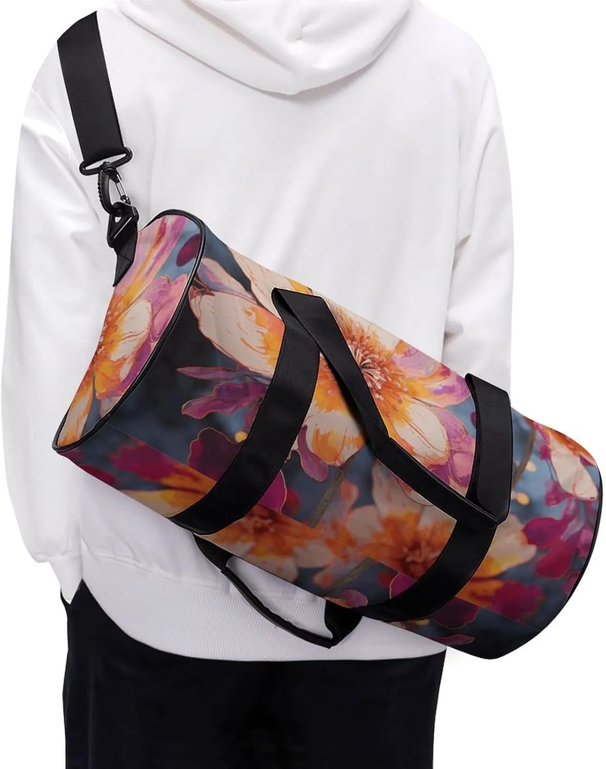 Duffel Bag for Men Women Gym Bag Bright Flowers Travel Duffel Bag Waterproof Overnight Bag for Sports Workout