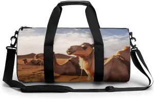 Duffel Bag for Men Women Gym Bag Camels Rest Desert Travel Duffel Bag Waterproof Overnight Bag for Sports Workout