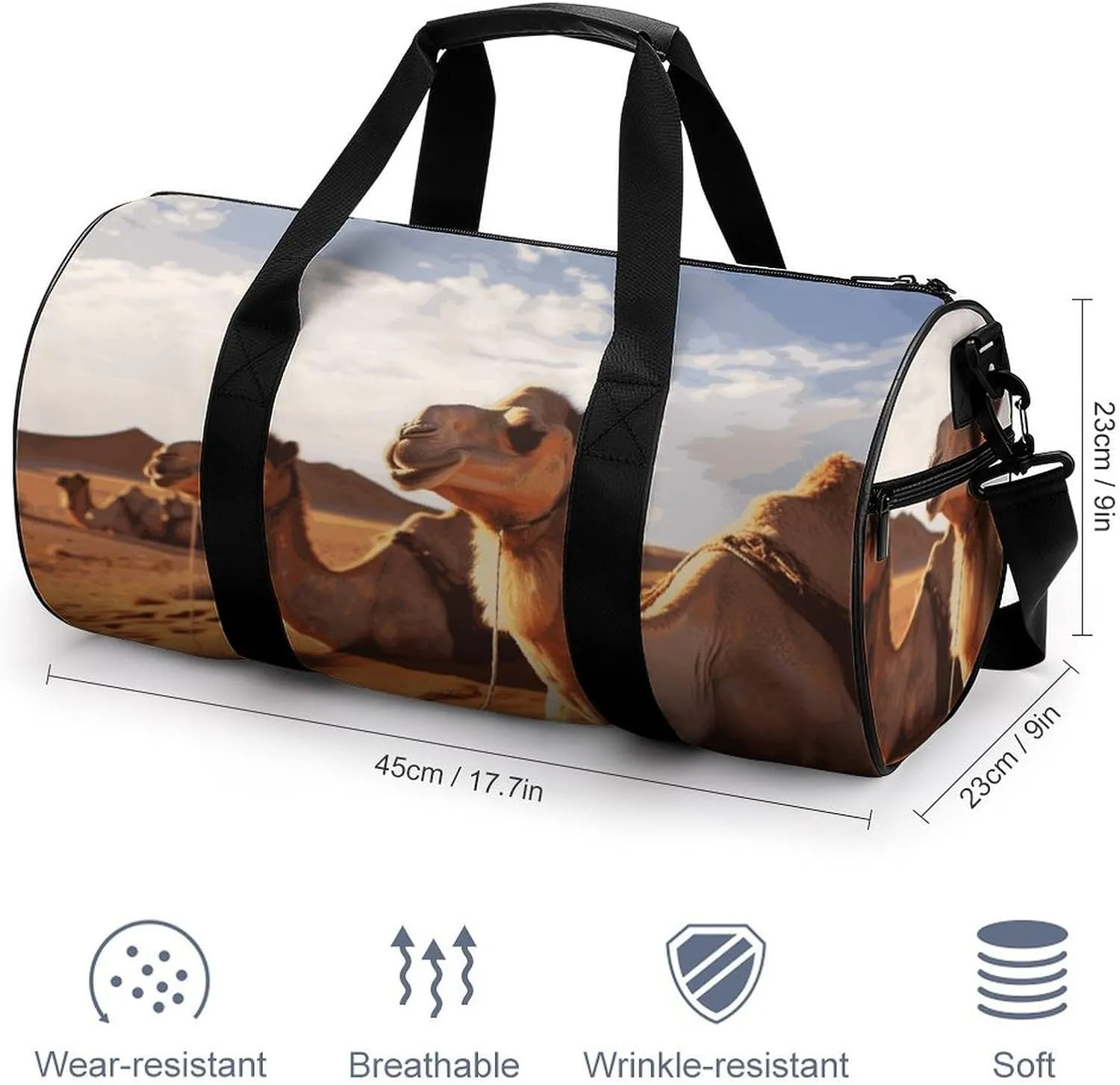 Duffel Bag for Men Women Gym Bag Camels Rest Desert Travel Duffel Bag Waterproof Overnight Bag for Sports Workout