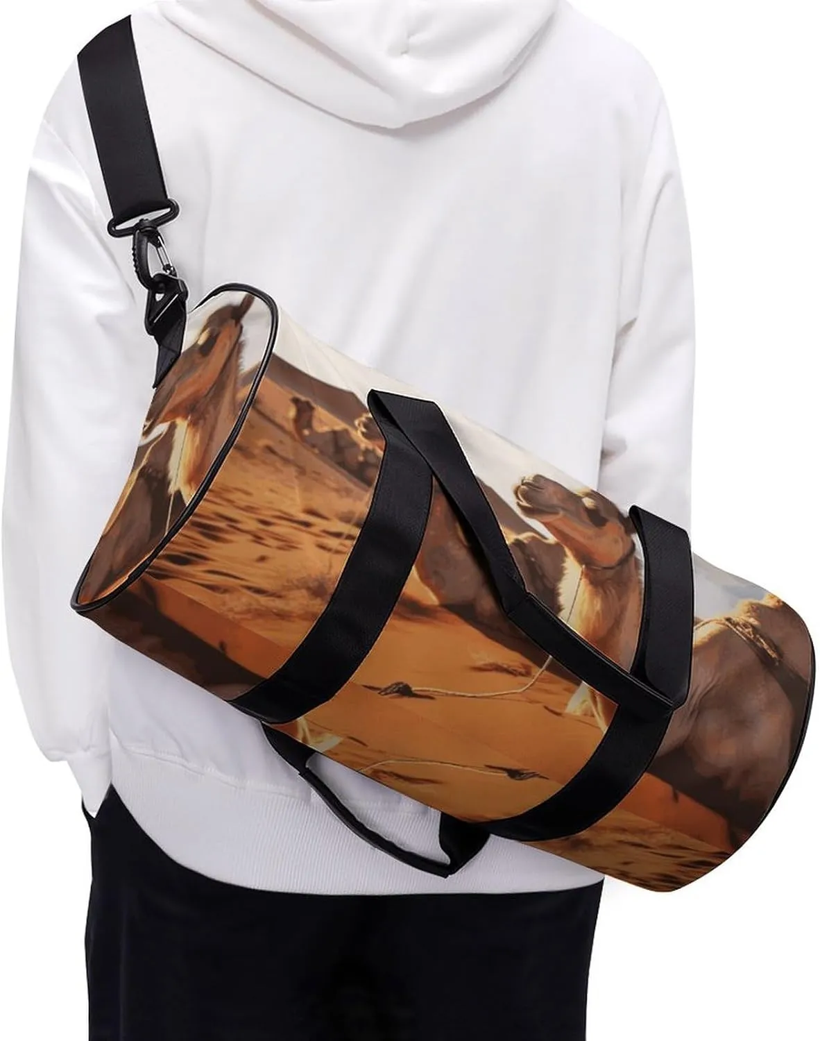 Duffel Bag for Men Women Gym Bag Camels Rest Desert Travel Duffel Bag Waterproof Overnight Bag for Sports Workout