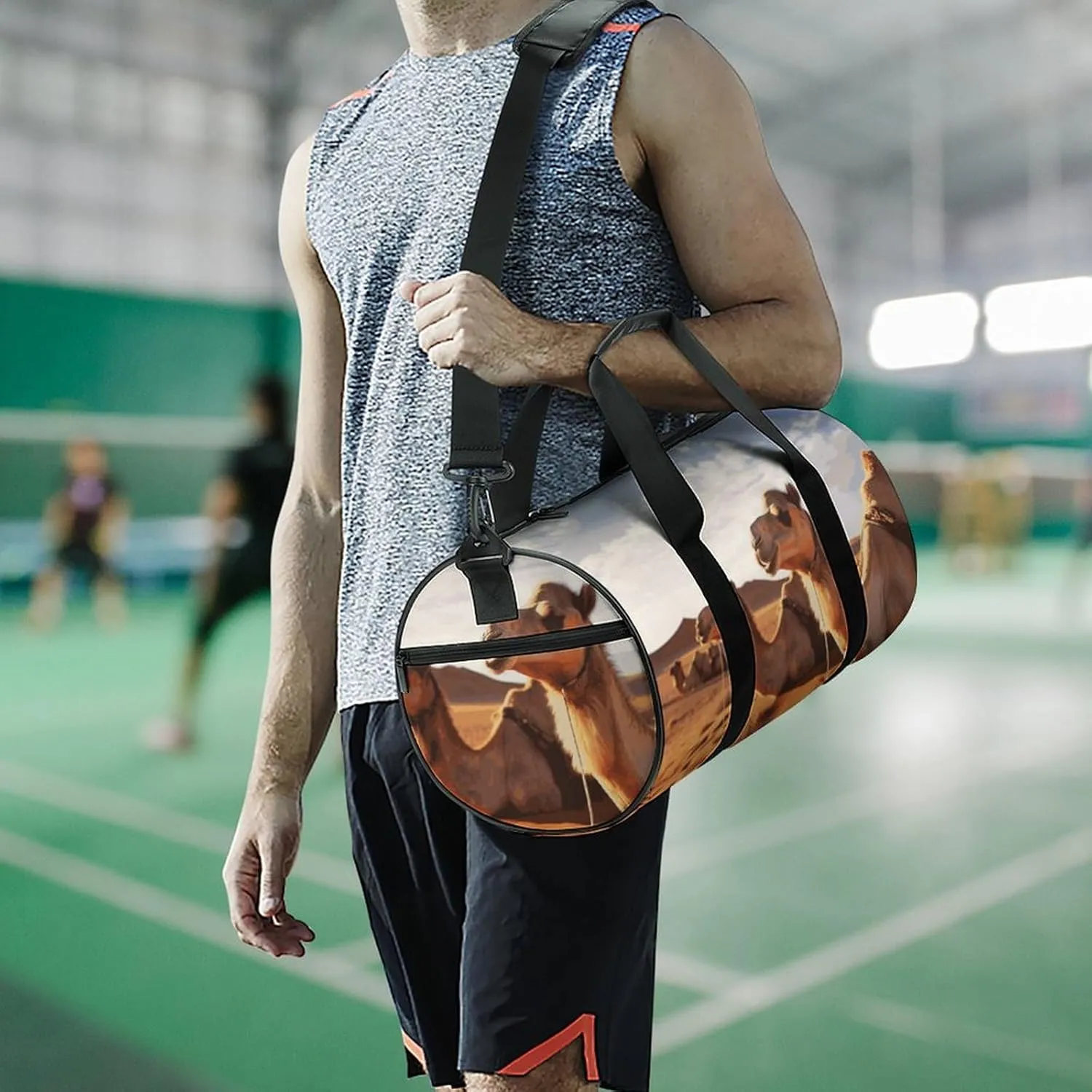 Duffel Bag for Men Women Gym Bag Camels Rest Desert Travel Duffel Bag Waterproof Overnight Bag for Sports Workout