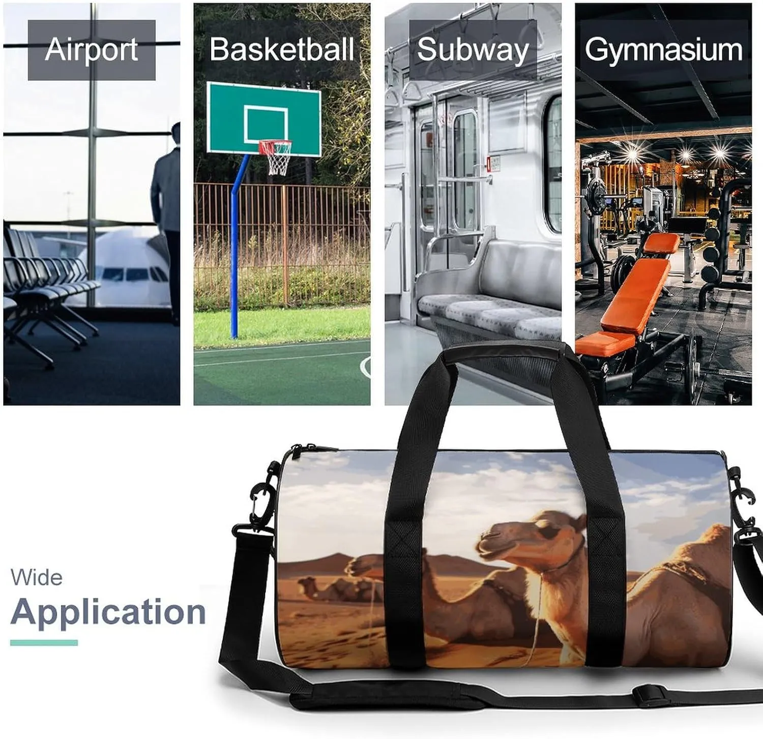 Duffel Bag for Men Women Gym Bag Camels Rest Desert Travel Duffel Bag Waterproof Overnight Bag for Sports Workout