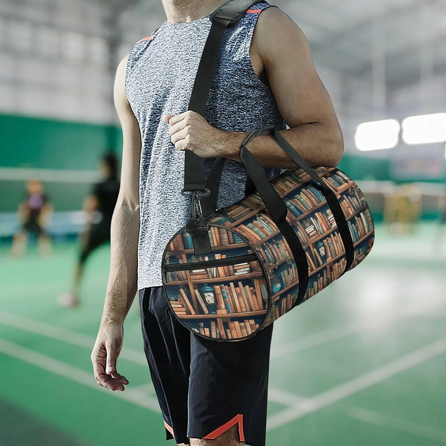 Duffel Bag for Men Women Gym Bag Cartoon Bookshelf Bookworm Travel Duffel Bag Waterproof Overnight Bag for Sports Workout