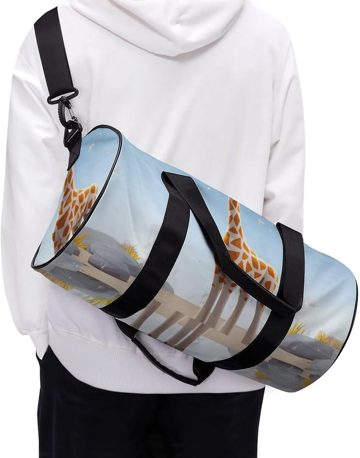 Duffel Bag for Men Women Gym Bag Cartoons Giraffe Travel Duffel Bag Waterproof Overnight Bag for Sports Workout