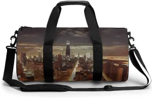 Duffel Bag for Men Women Gym Bag Chicago City Travel Duffel Bag Waterproof Overnight Bag for Sports Workout