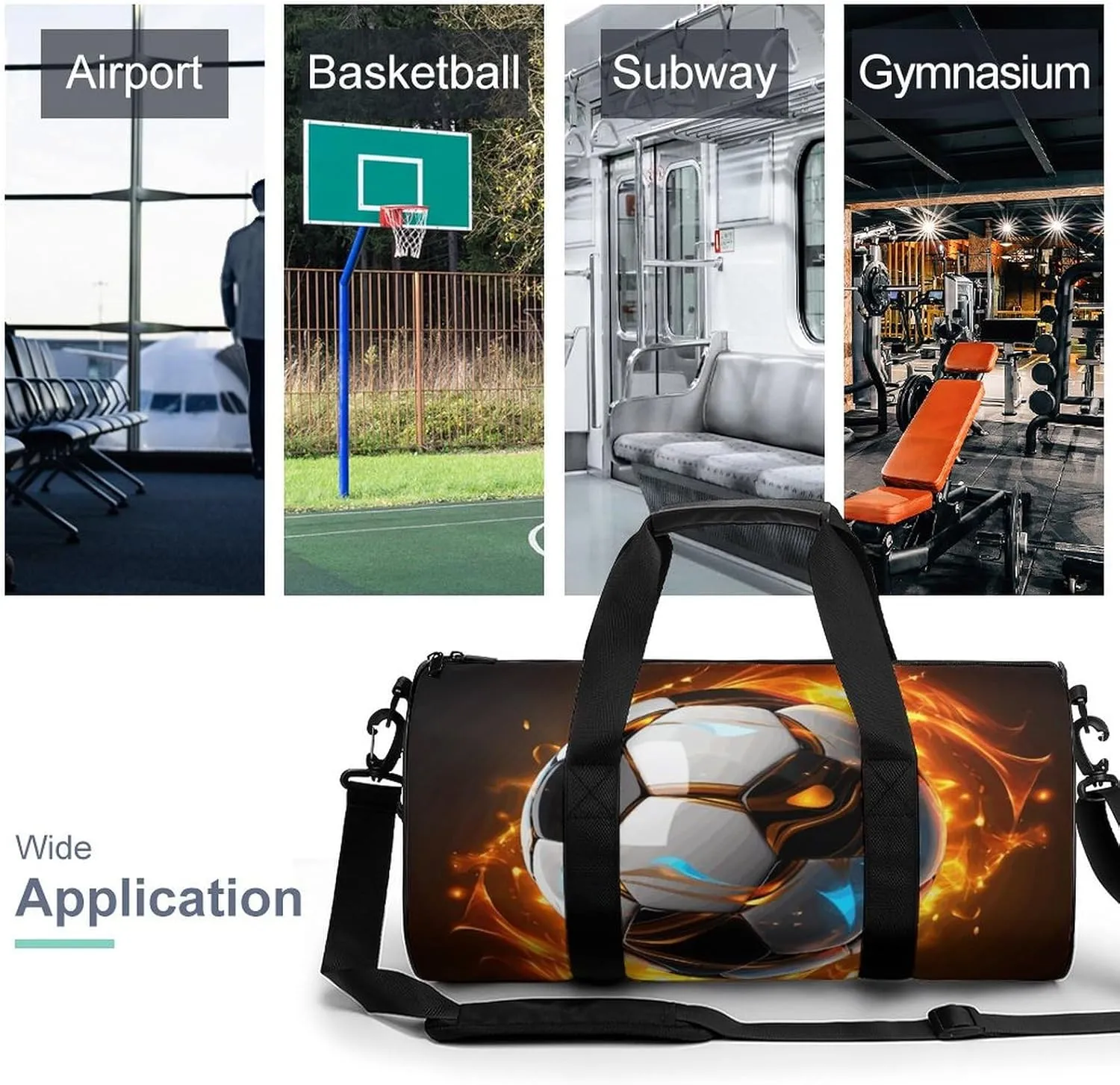 Duffel Bag for Men Women Gym Bag Cool Soccer Ball Travel Duffel Bag Waterproof Overnight Bag for Sports Workout
